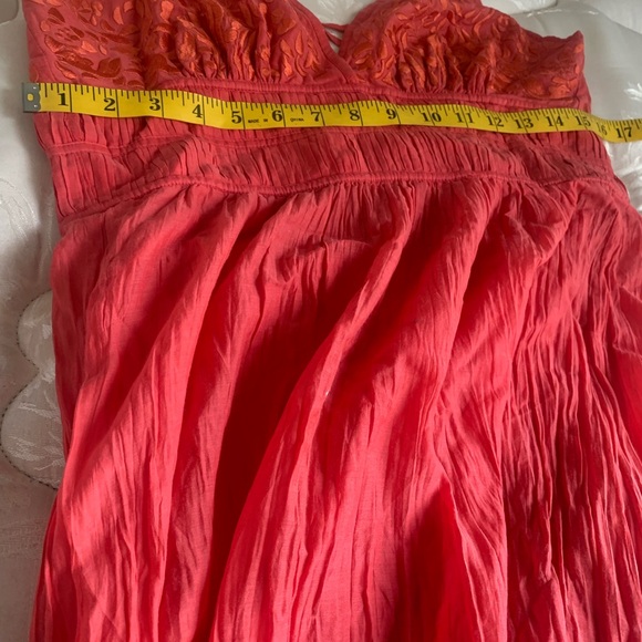 French Connection VTG Y2K Orange Babydoll Ruffled Hem Maxi Dress Size 4 - Picture 9 of 10